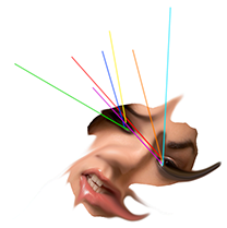 biice manipulation of Sasha Grey with colored lines shooting from her eyes